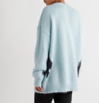 Loewe - Oversized Intarsia Mohair-Blend Sweater - Blue