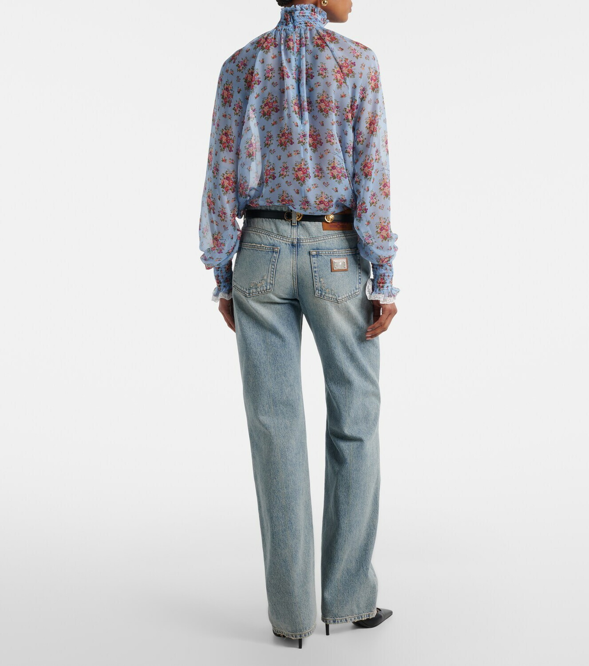 Dolce&Gabbana Leather-trimmed straight jeans