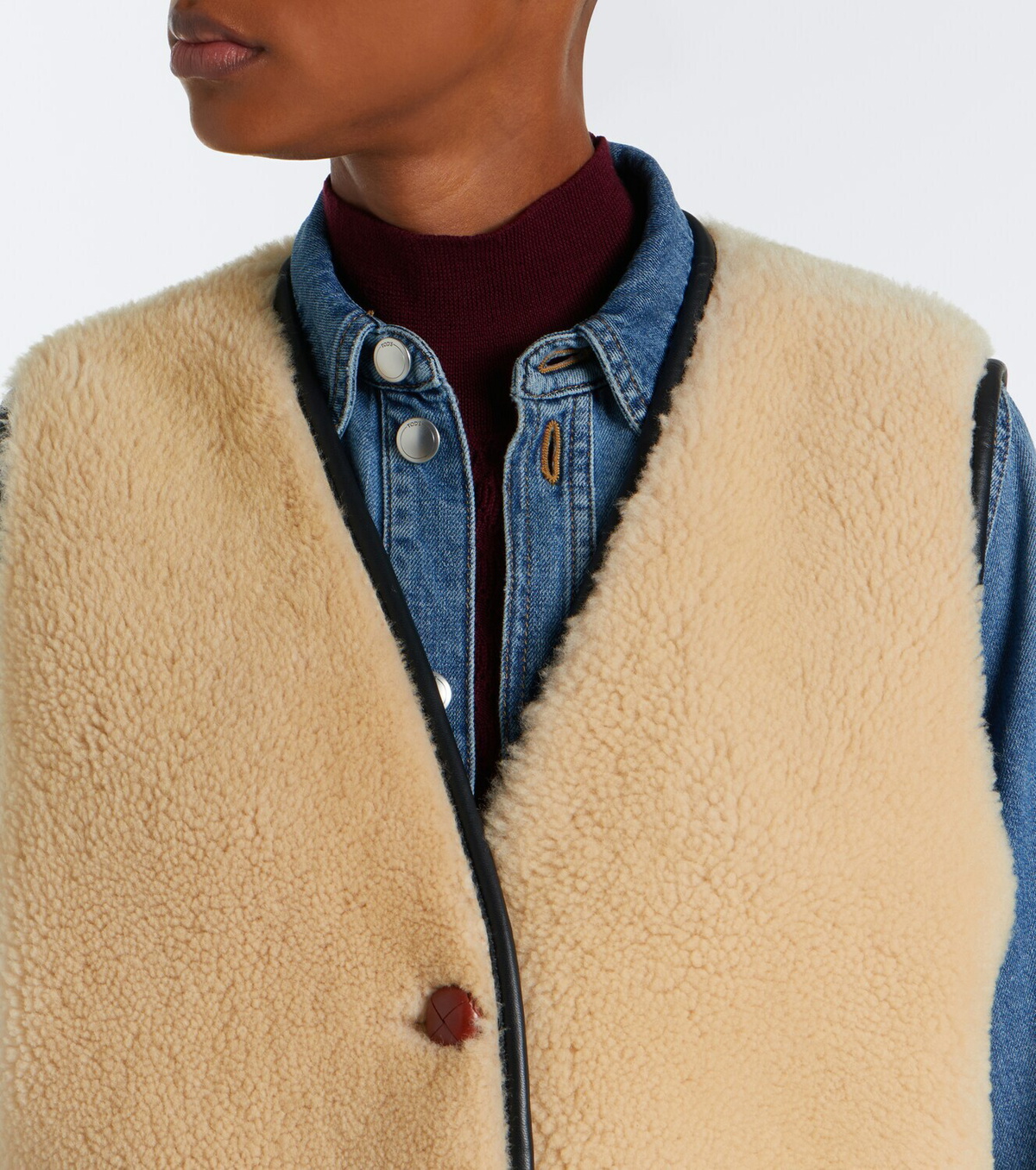 Blazé Milano Gliss leather-trimmed shearling vest