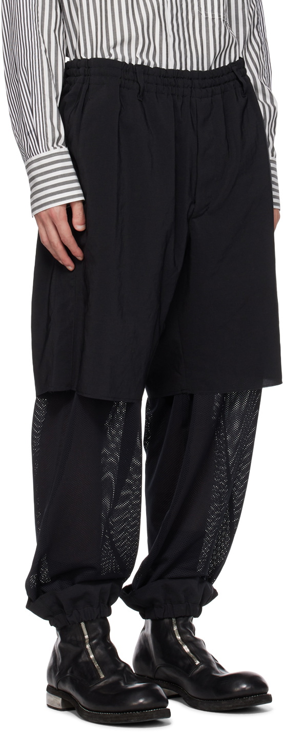 Y's Black Double-Layered Trousers