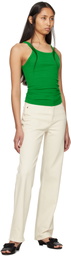 Re/Done Green Hanes Edition Ribbed Tank Top