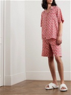 Valentino Garavani - Straight-Leg Logo-Print Silk-Twill Bermuda Shorts - Red