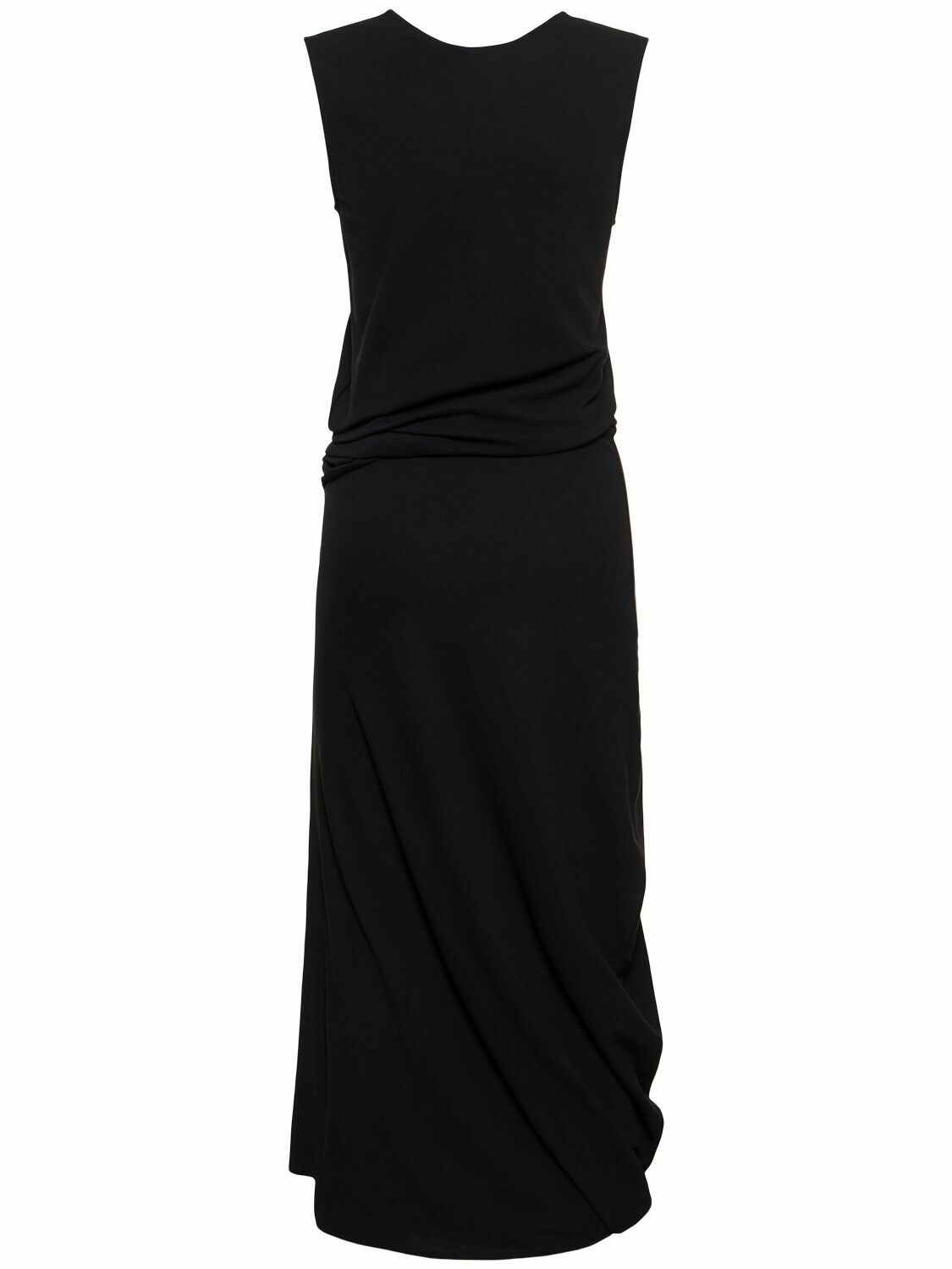 slim fit dress slacks STRAIGHT COLLAR TWISTED DRESS IN DRY SILK - Black - Dry Silk - Women main image 0
