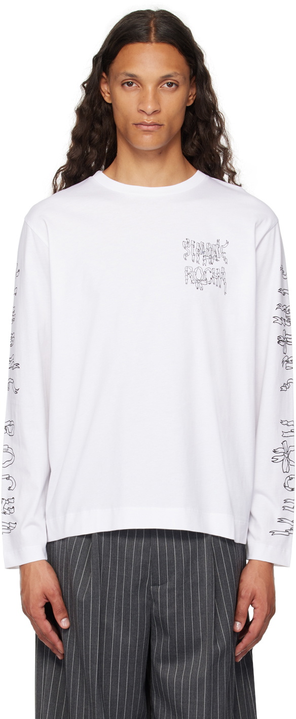 Black Carnation Print Long Sleeve T-shirt by Simone Rocha on