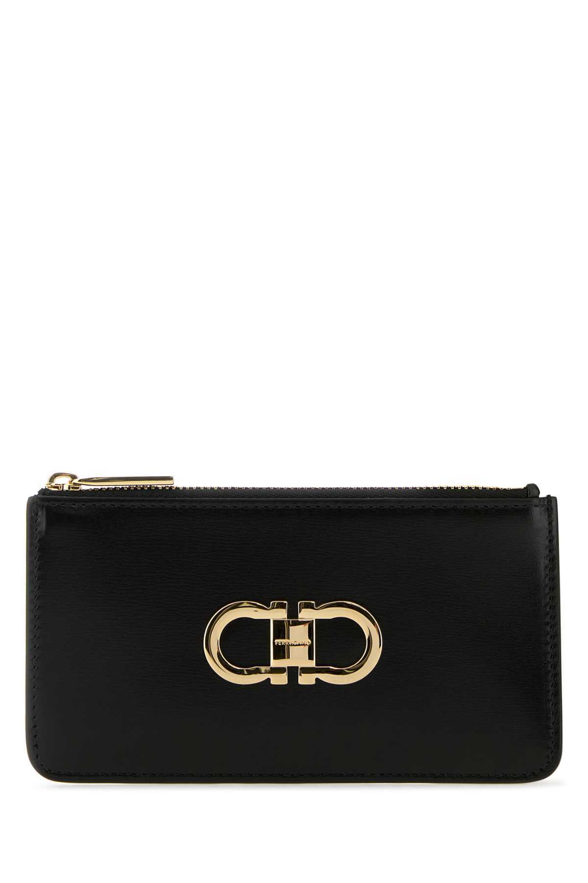Ferragamo Black Calf Leather Bos Taurus Wallet