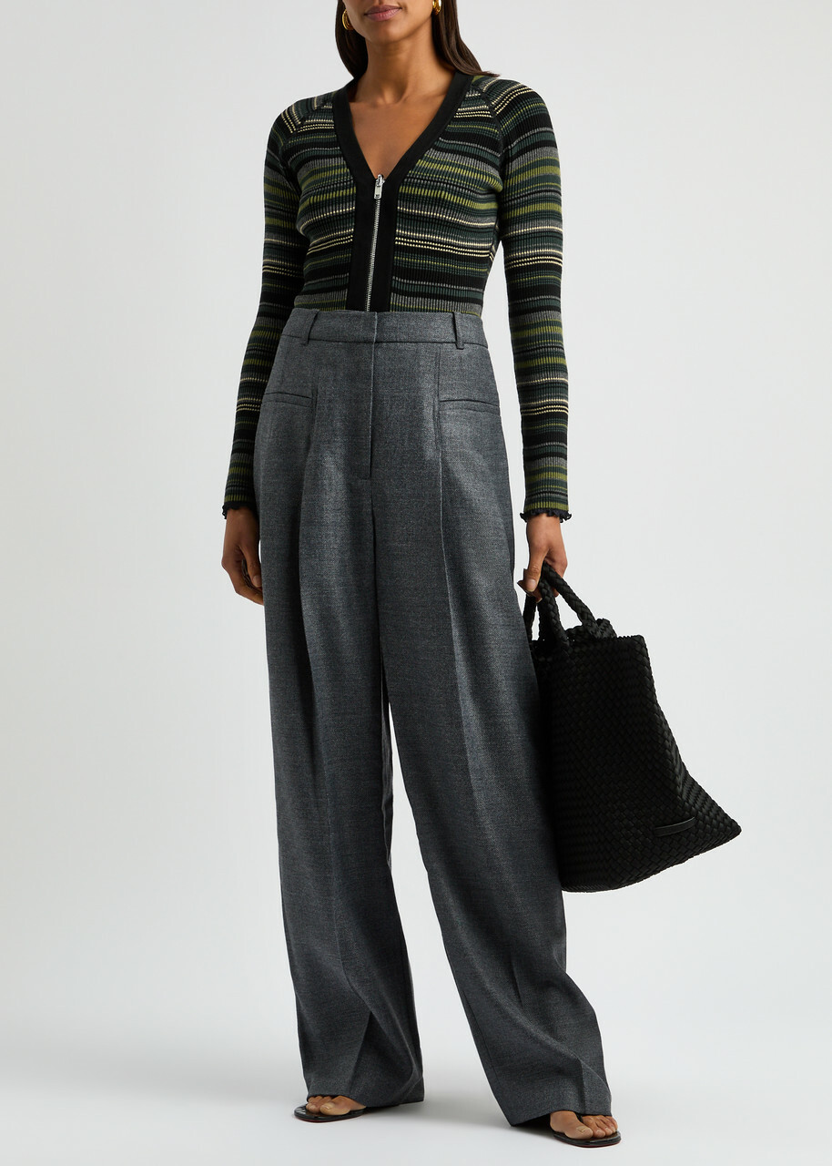 3.1 Phillip Lim Reversible Striped Knitted Cardigan Black