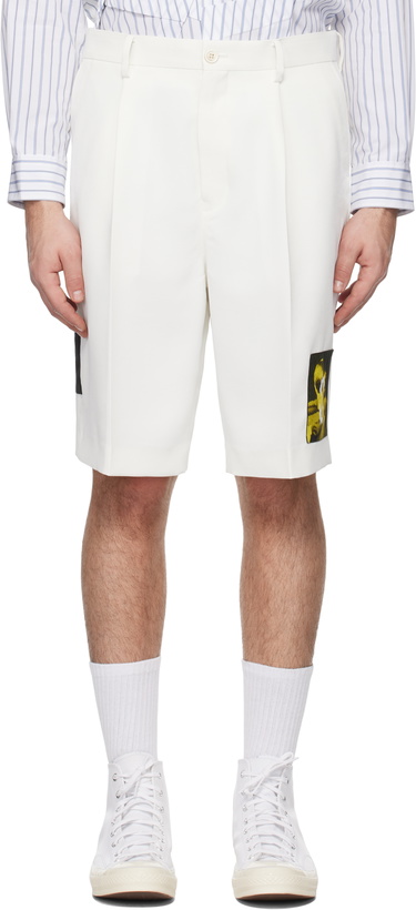 Photo: UNDERCOVER White Appliqué Shorts