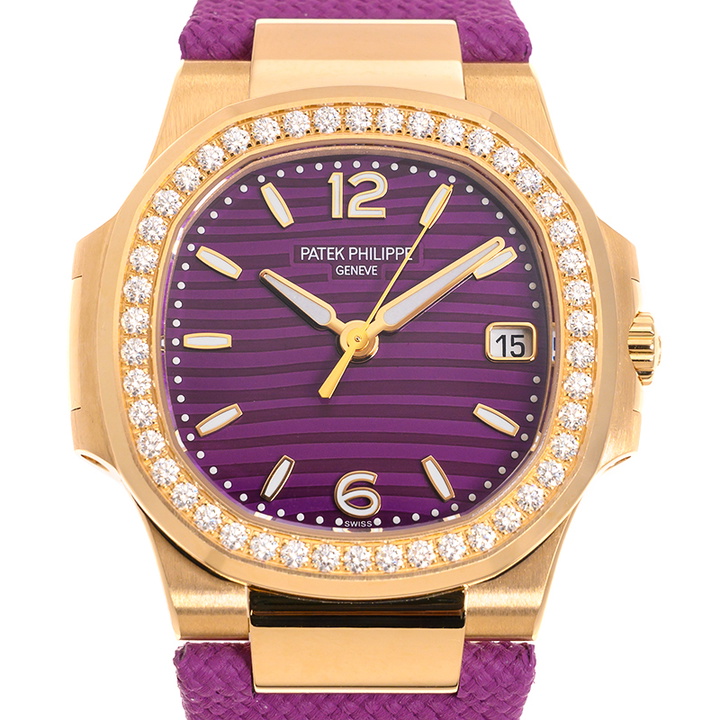 Photo: Patek Philippe Nautilus Quartz Diamond Lacquered Purple Dial Ladies Watch 7010R-013