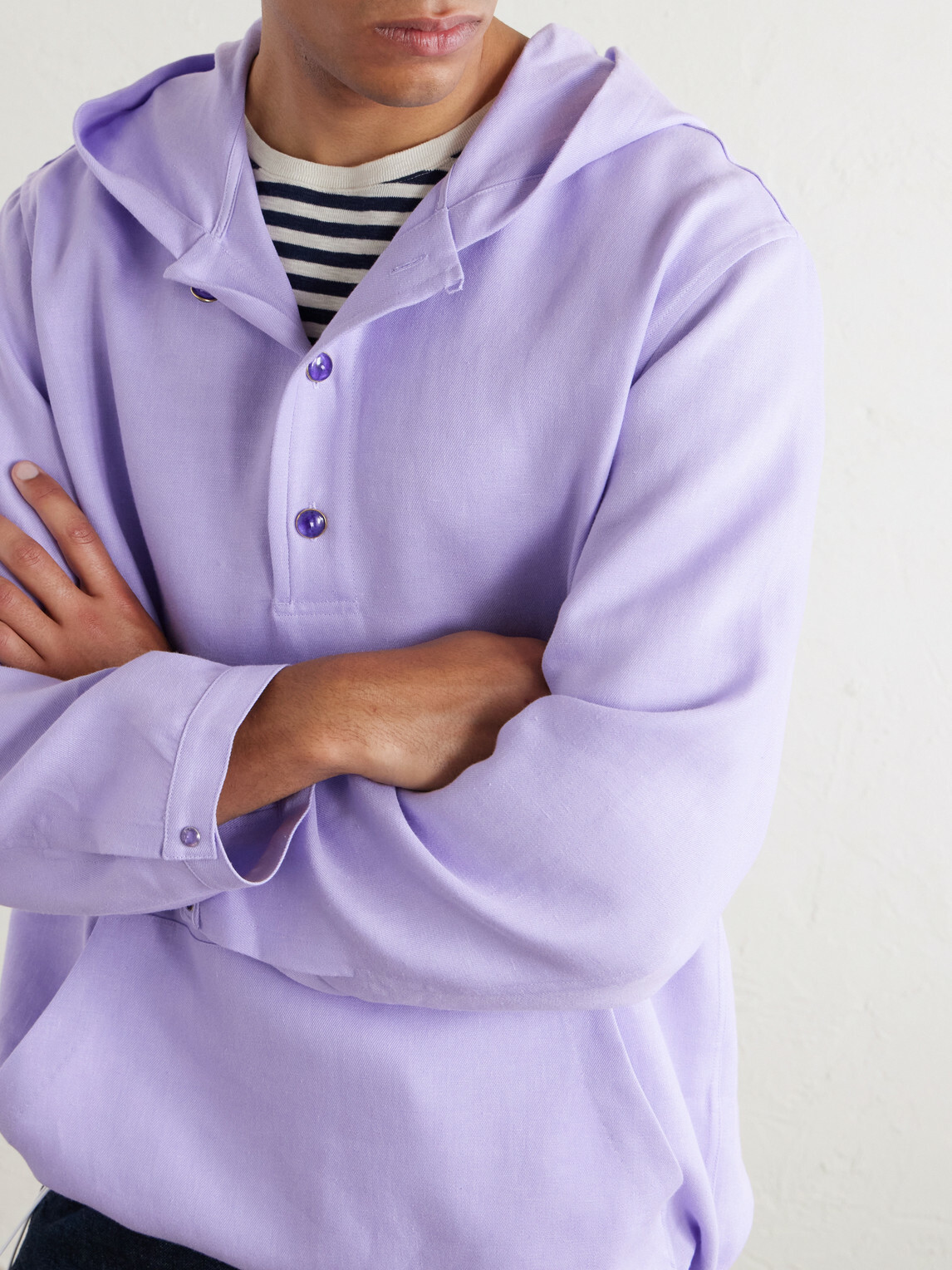 God's True Cashmere - Linen Hooded Jacket - Purple