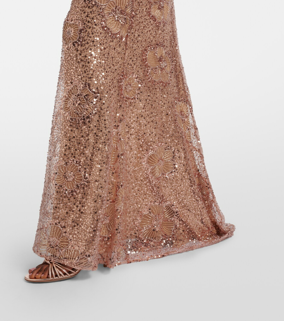Elie Saab Belted sequined silk-blend gown