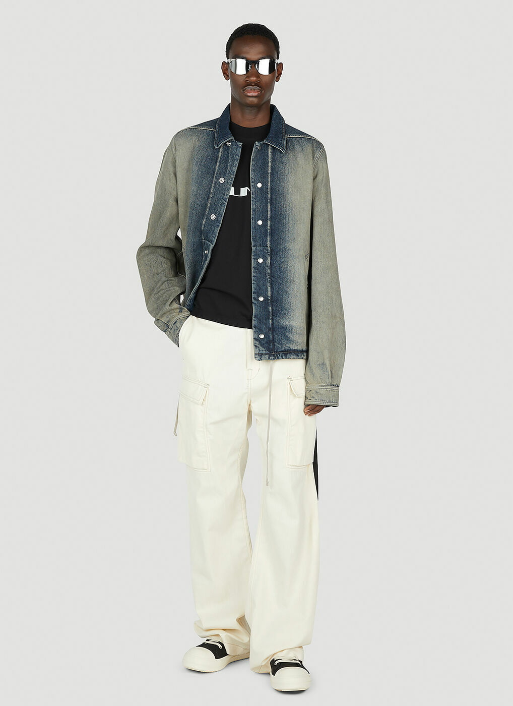 Rick Owens DRKSHDW - Faded Denim Jacket in Navy Rick Owens Drkshdw