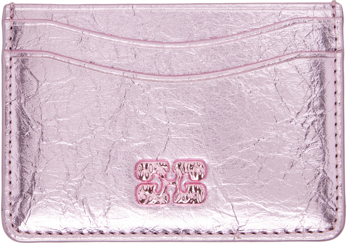 GANNI Pink Bou Metallic Card Holder