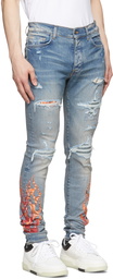 AMIRI Blue Bandana Flame Jeans