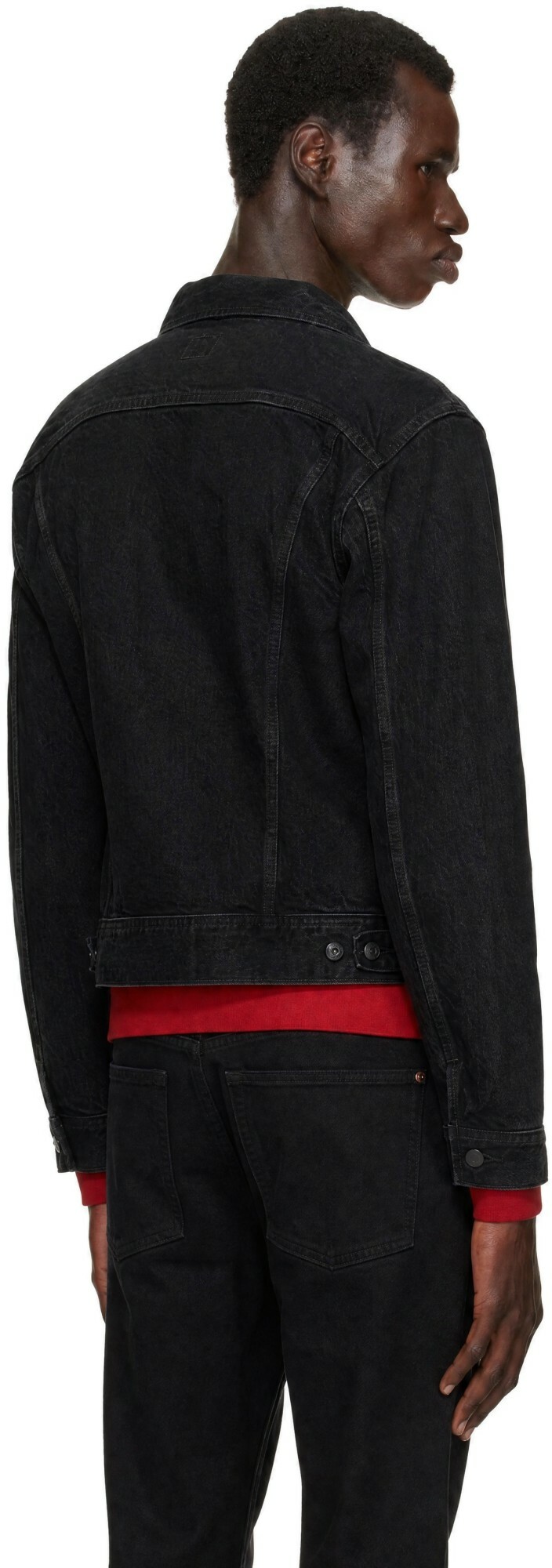 RRL Black Worn-In Denim Trucker Jacket