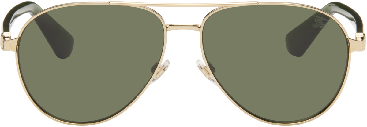 Burberry Gold Metal Shield Aviator Sunglasses​
