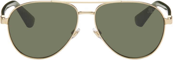 Photo: Burberry Gold Metal Shield Aviator Sunglasses​