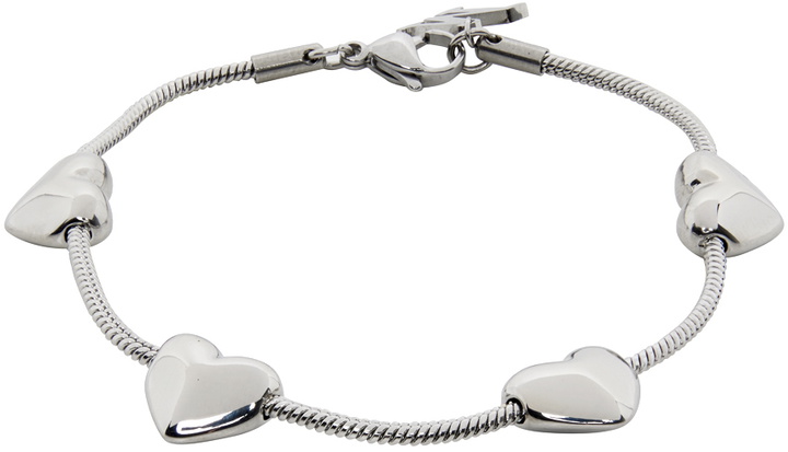 Photo: Marland Backus SSENSE Exclusive Silver Heart Strings Bracelet