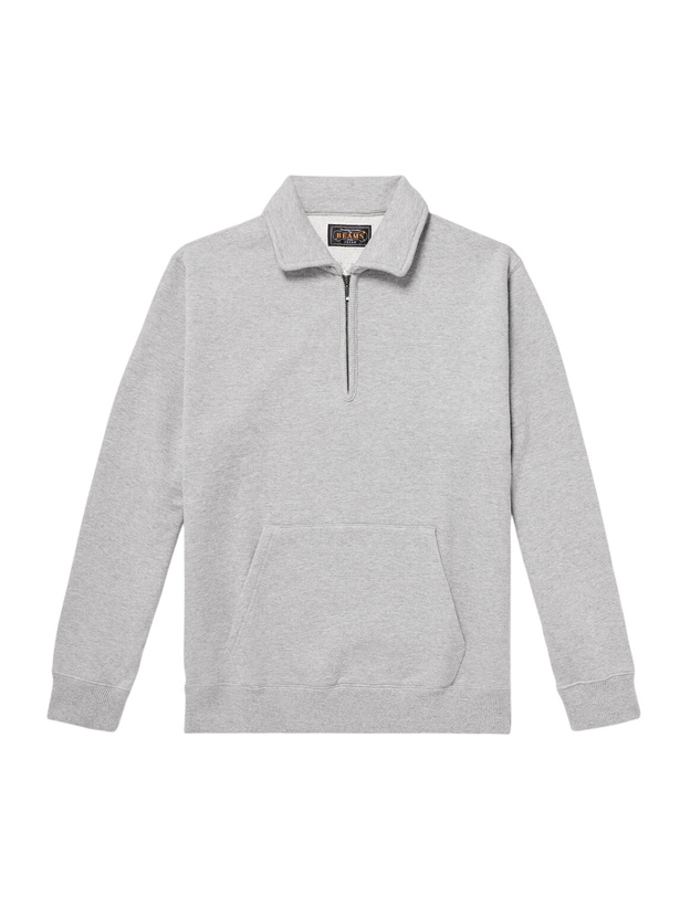 Photo: Beams Plus - Slim-Fit Cotton-Jersey Half-Zip Sweatshirt - Gray