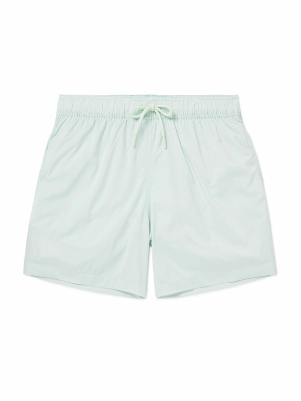 Photo: Frescobol Carioca - Salvador Straight-Leg Mid-Length Recycled Swim Shorts - Green