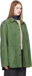 AURALEE Green Merino Mouton Shearling Shirt Jacket