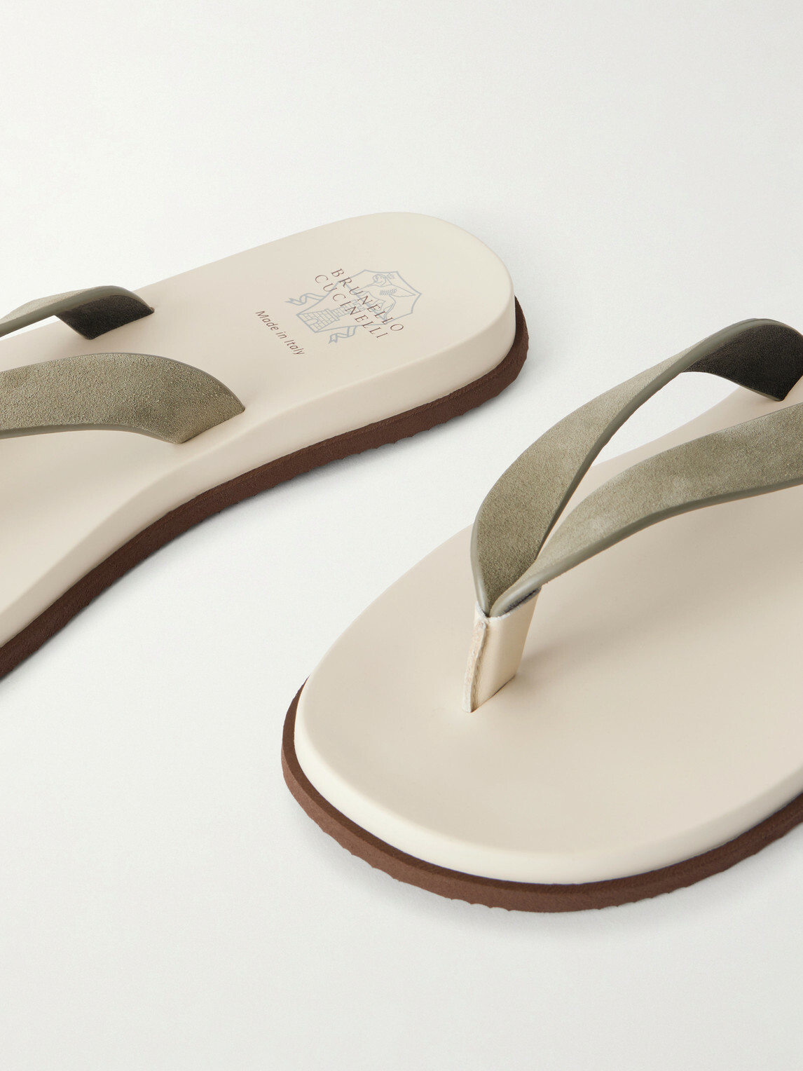 Brunello Cucinelli - Suede Flip Flops - Neutrals