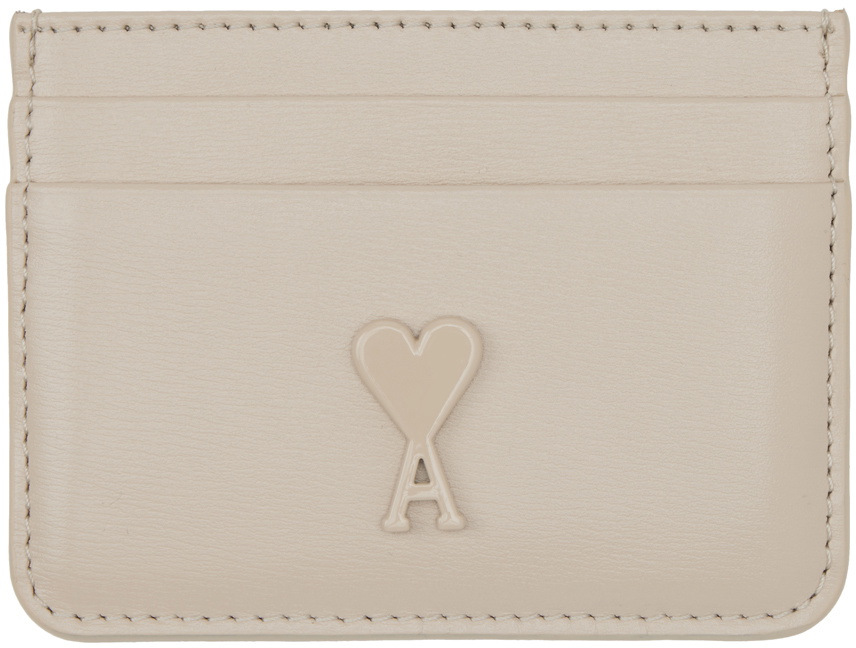 AMI Paris Beige Ami de Cœur Card Holder