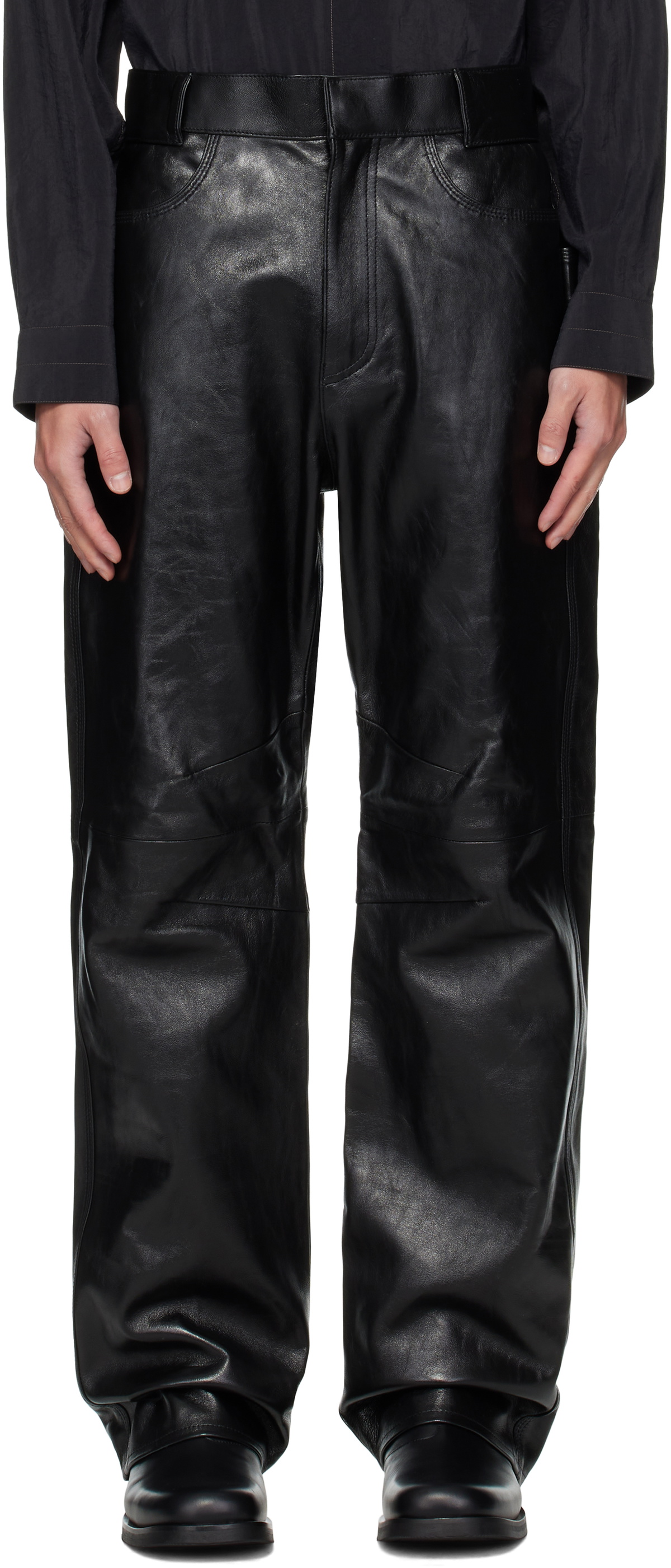 OUAT Black Office Leather Pants