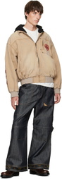 We11done Tan Hooded Herringbone Jacket