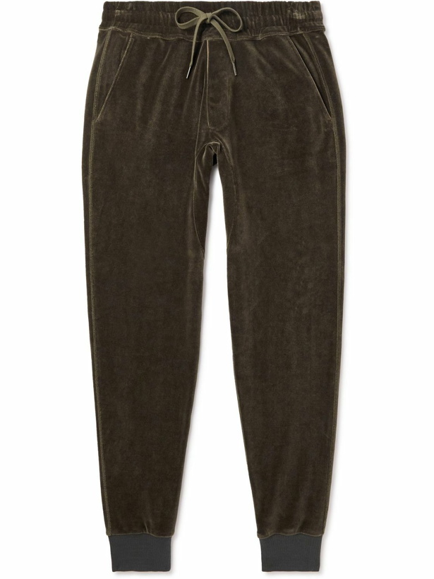 Photo: TOM FORD - Tapered Cotton-Blend Velour Sweatpants - Brown