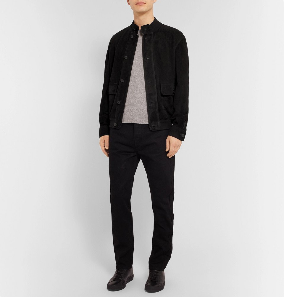 The Row - James Perforated Suede Bomber Jacket - Black The Row
