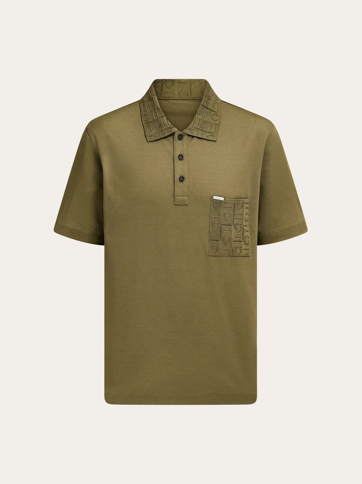 Ferragamo Mens Short-sleeved polo shirt with pocket detail in Green