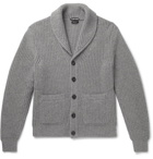 TOM FORD - Slim-Fit Shawl-Collar Ribbed Cashmere and Mohair-Blend Cardigan - Gray