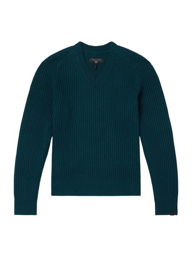 Photo: Rag & Bone - Ribbed Wool and Cashmere-Blend Sweater - Green