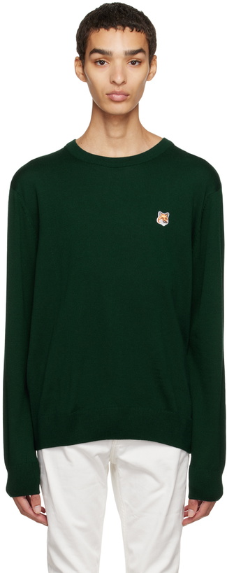 Photo: Maison Kitsuné Green Fox Head Patch Sweater