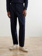 SEASE - Tapered Pinstriped Wool-Blend Trousers - Blue