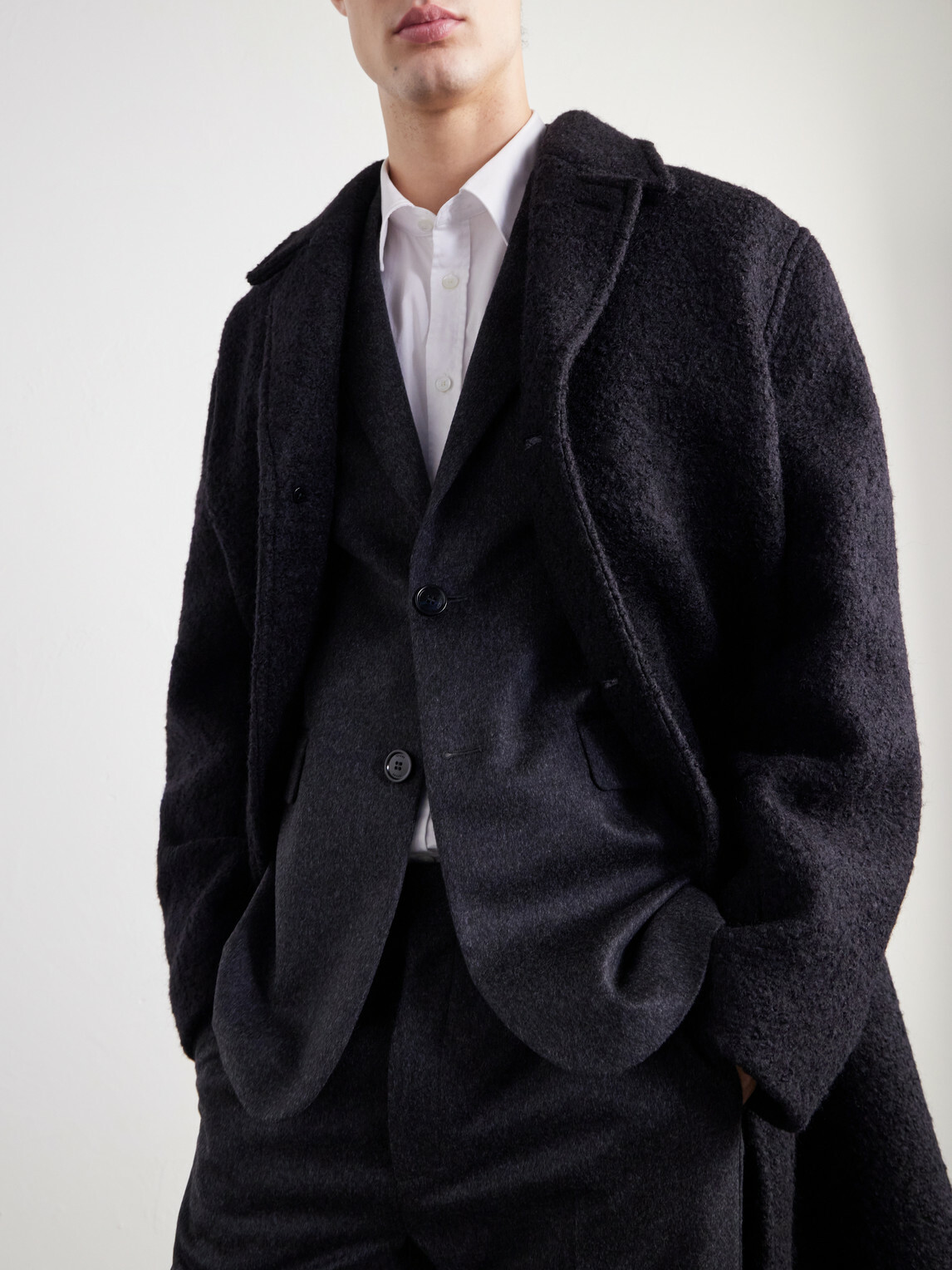 TOTEME - Brushed Wool-Blend Coat - Black