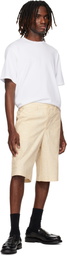 Lacoste Beige Straight Fit Printed Bermuda Shorts