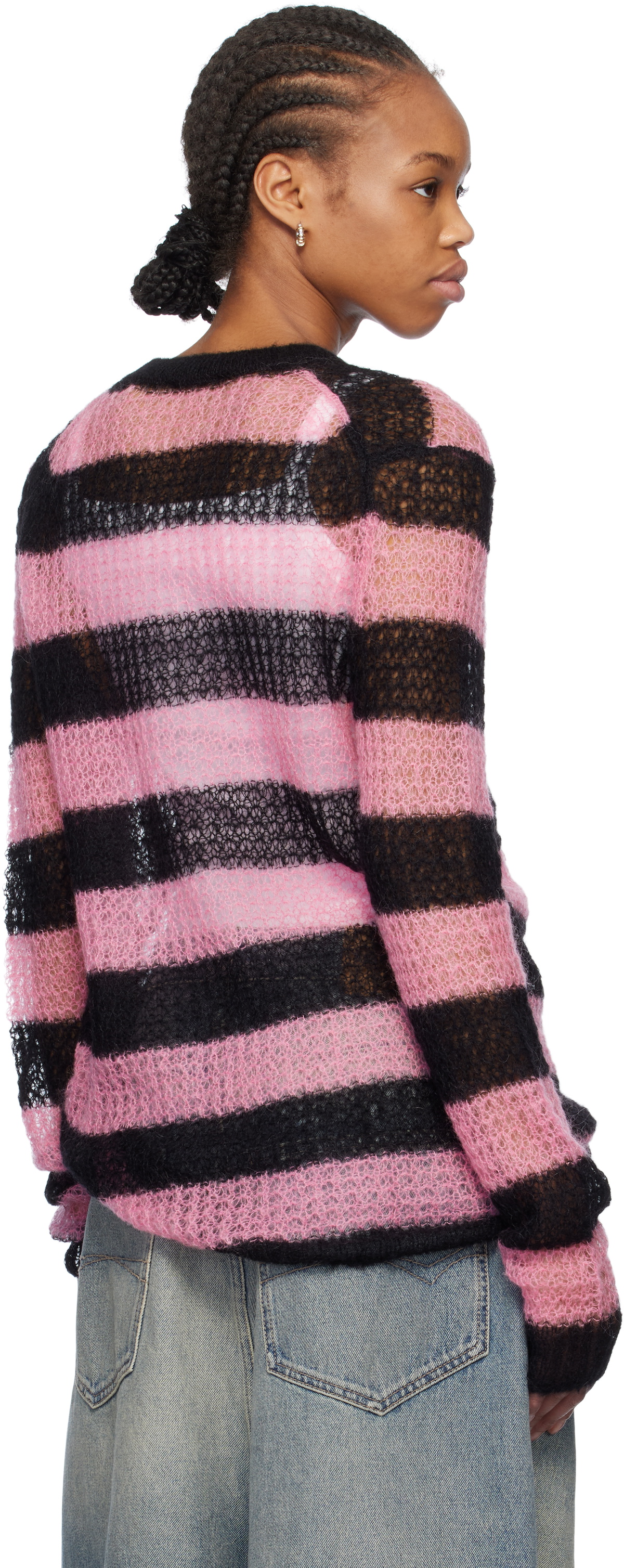 We11done Pink & Black Striped Knit Sweater