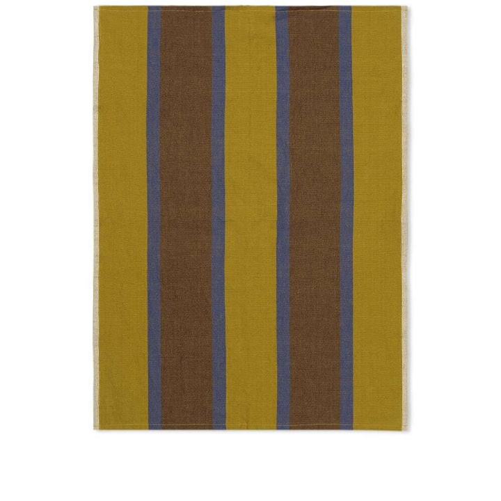 Photo: ferm LIVING Hale Yarn Dyed Linen Tea Towel in Lime/Bright Blue/Chocolate