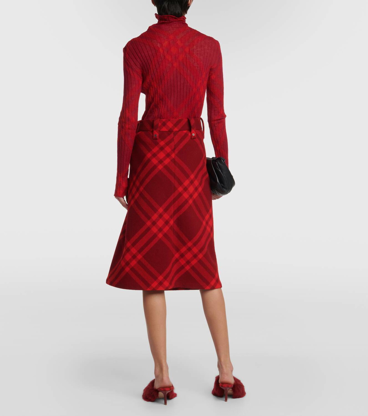 Burberry Check Wool Blend Skirt With Pleats 8093010 C1213