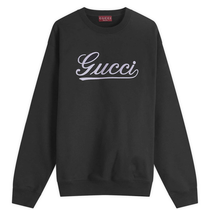 Photo: Gucci Men's Script Logo Crew Neck Sweatshirt in Black