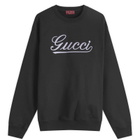 Gucci Men's Script Logo Crew Neck Sweatshirt in Black