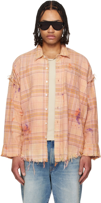 Photo: R13 Orange Shredded Seam Drop Neck Shirt