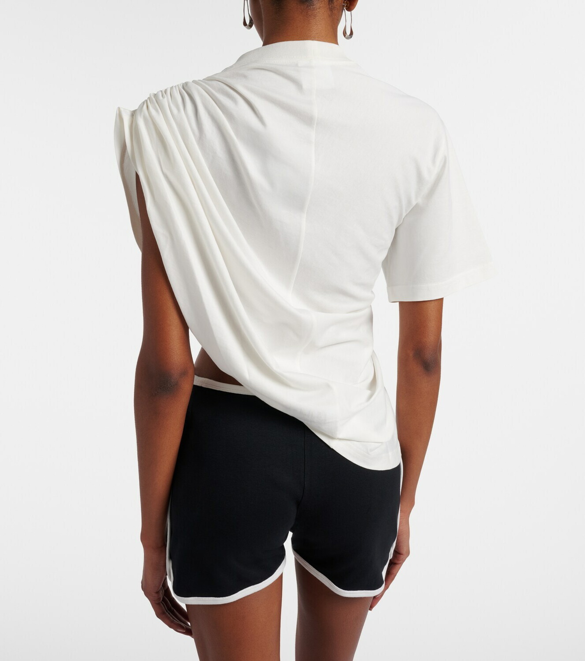 Courrèges Ruched asymmetric cotton jersey T-shirt