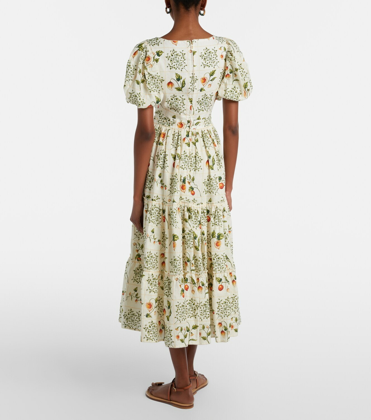 Agua by Agua Bendita Embellished printed linen midi dress