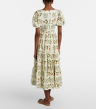 Agua by Agua Bendita Embellished printed linen midi dress