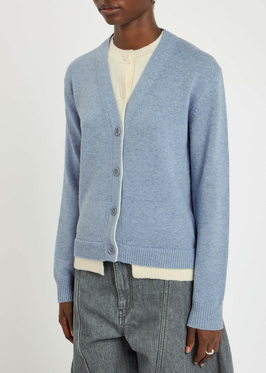 JW Anderson Layered-effect Wool and Cashmere-blend Cardigan Blue