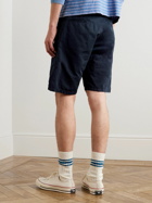 Aspesi - Straight-Leg Cotton and Linen-Blend Bermuda Shorts - Blue