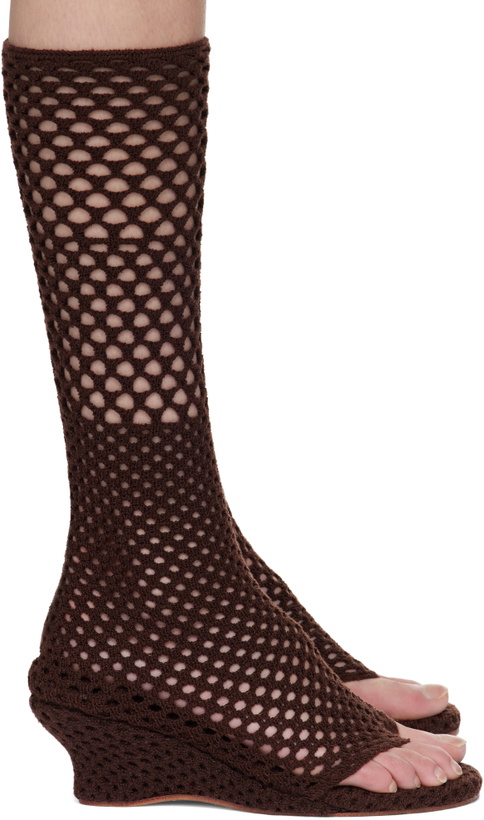 Photo: Isa Boulder Brown Short Cable Knitted Heeled Sandals