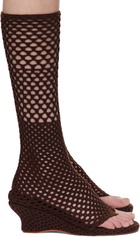 Isa Boulder Brown Short Cable Knitted Heeled Sandals